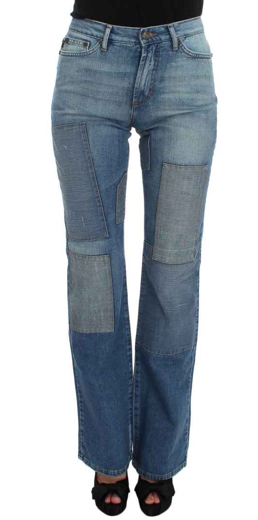 Cavalli Blue Wash Baumwolle schlanke Fit Bootcut Jeans
