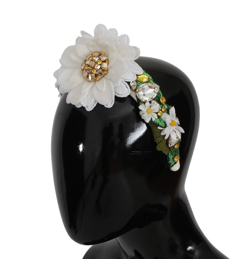 Dolce & Gabbana Gelb weiße Sonnenblumenkristallblumenstirnband