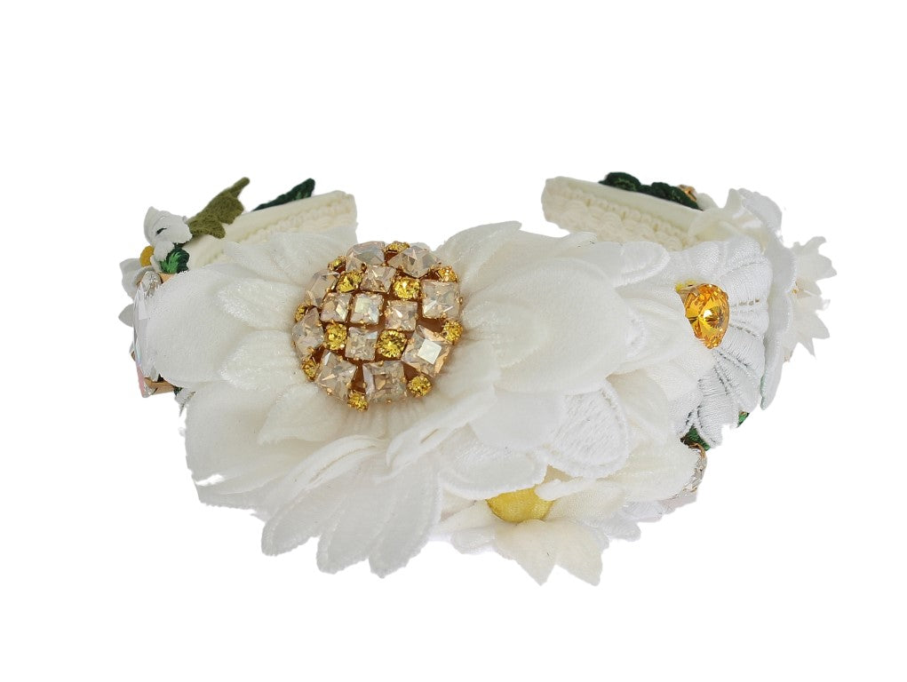 Dolce & Gabbana Gelb weiße Sonnenblumenkristallblumenstirnband