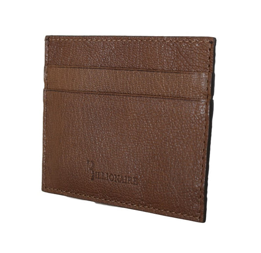 Billionaire Italien Couture Brown Leather Card Holder Portefeuille