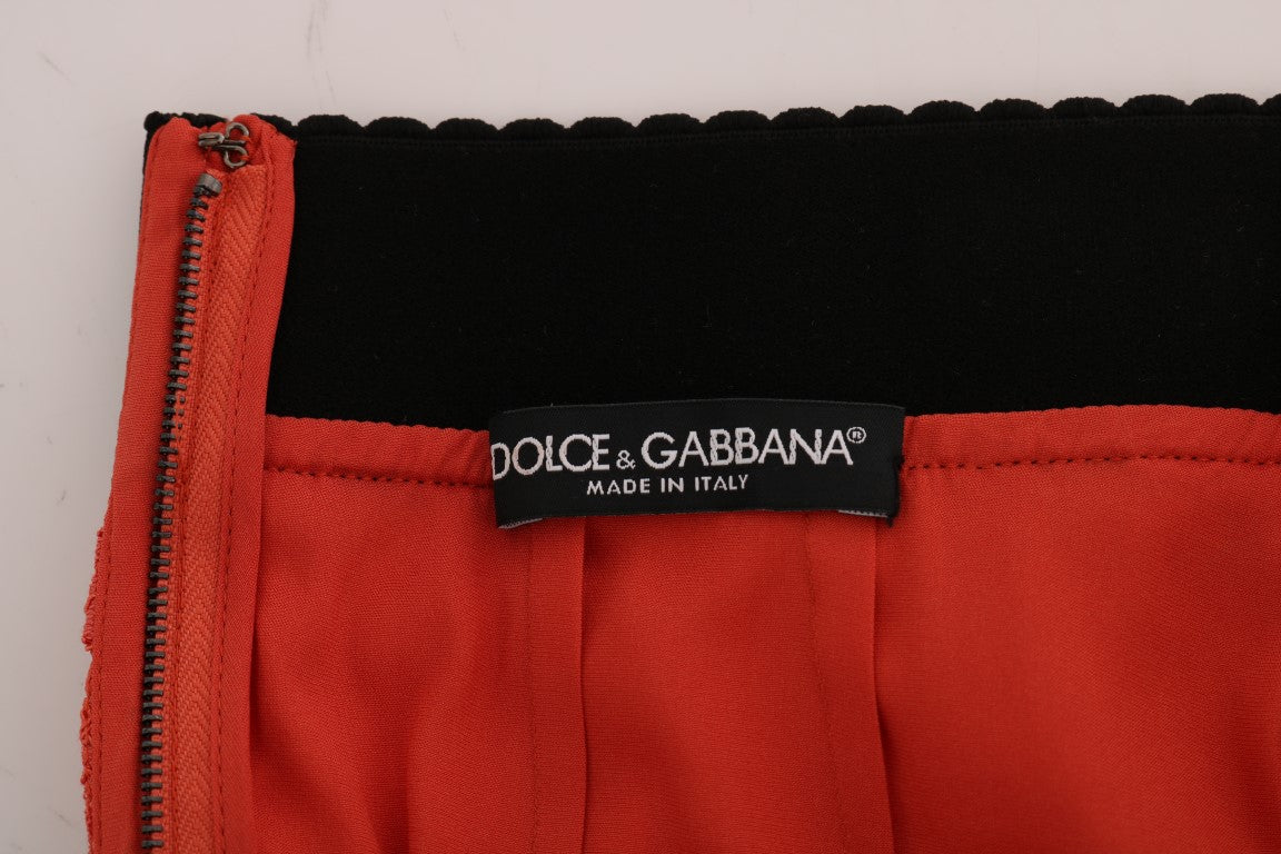 Gonna a matita in pizzo macramé arancione Dolce & Gabbana