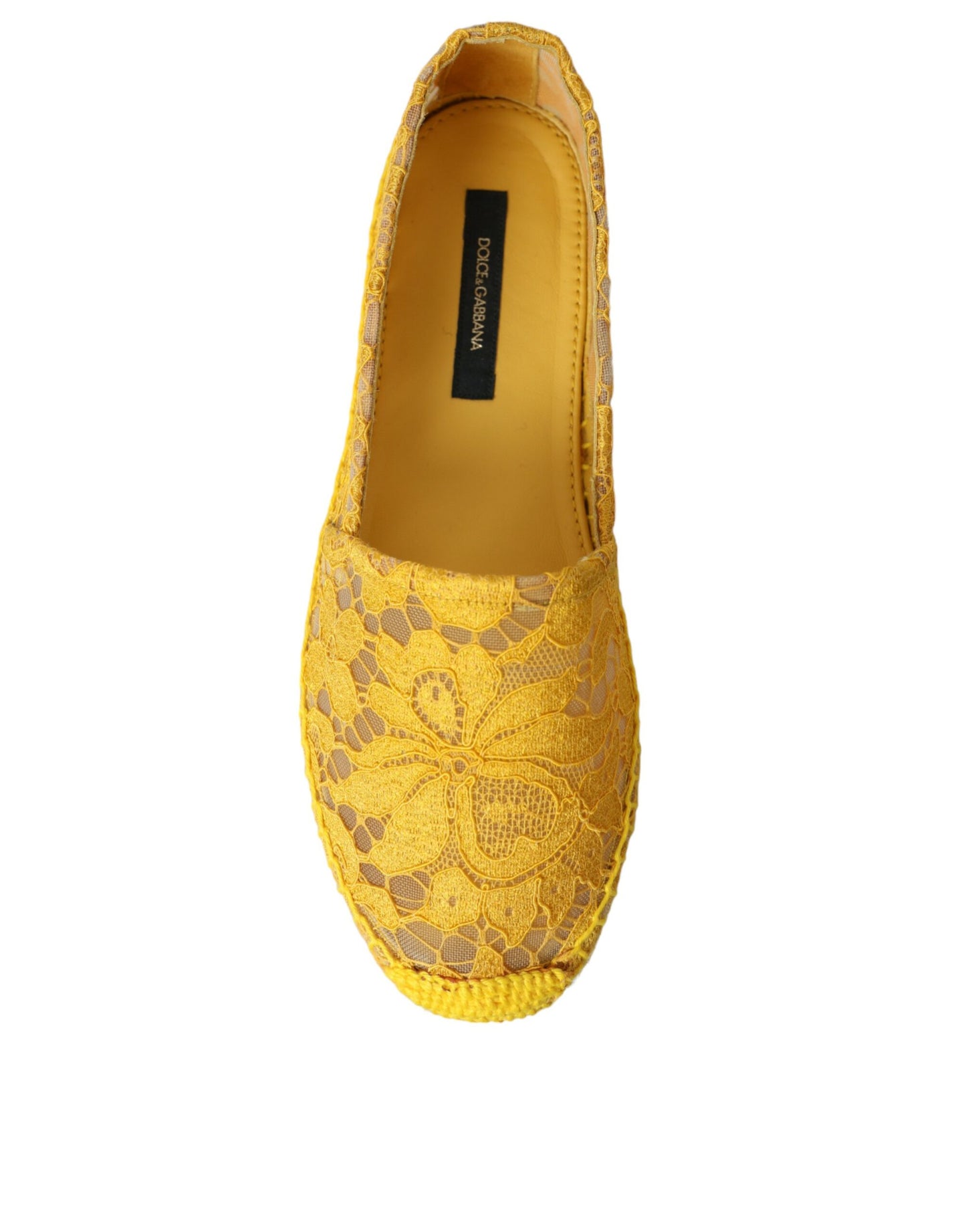 Dolce & Gabbana Yellow Taormina Lace Espadrille Loafers Flats Shoes