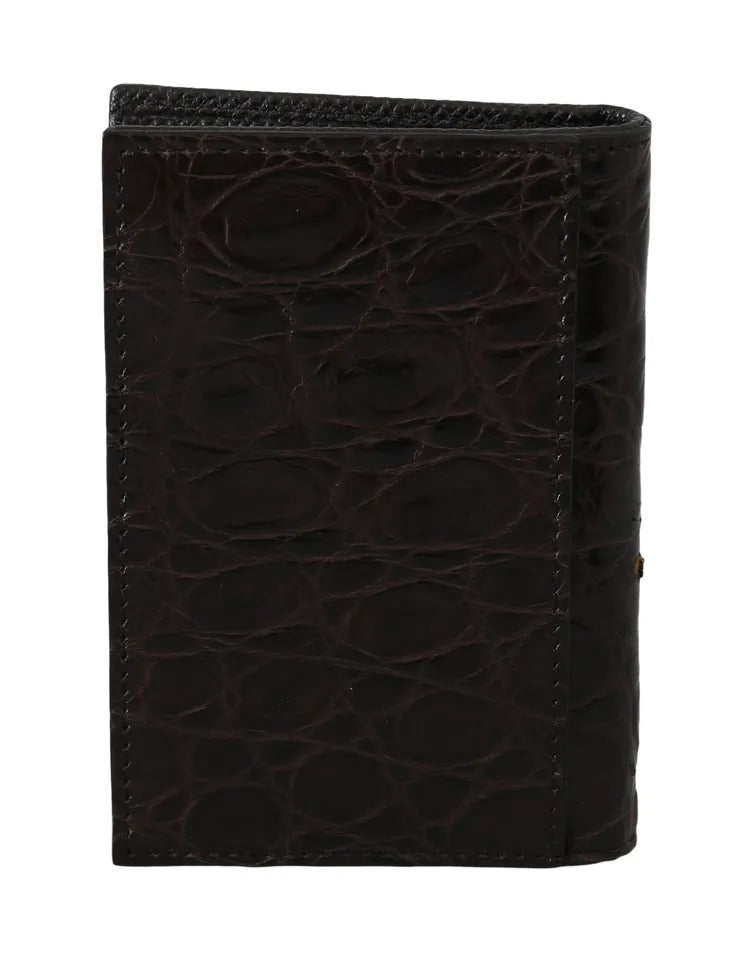 Dolce & Gabbana Brown 100% Caiman Mens Cardholder Case Cover Wallet