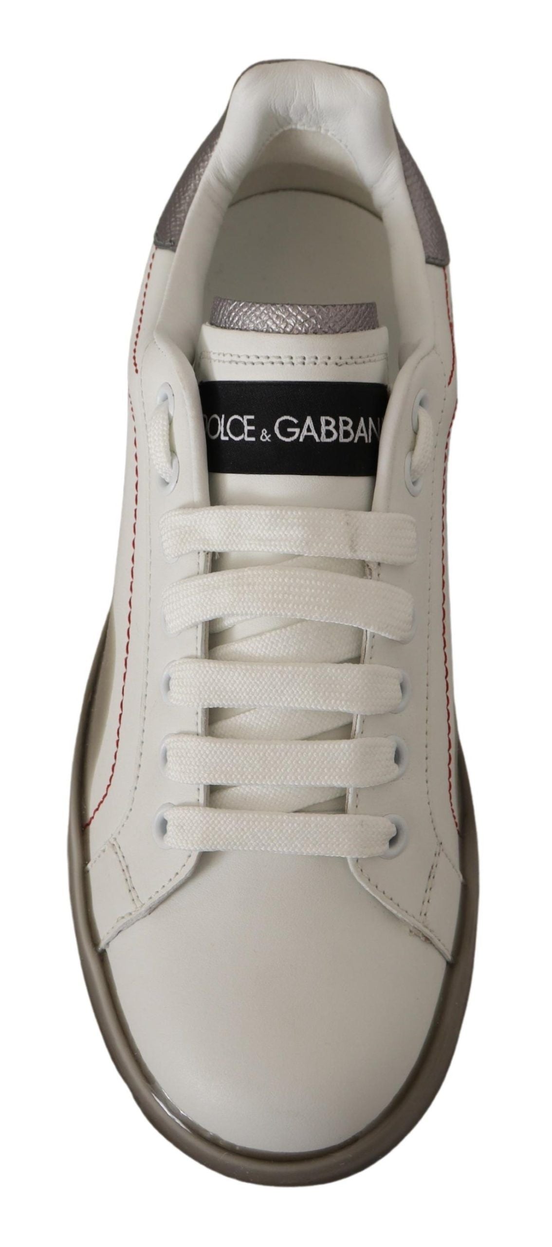 Dolce & Gabbana Chaussures en cuir blanche Femme Logo Portofino Sneakers