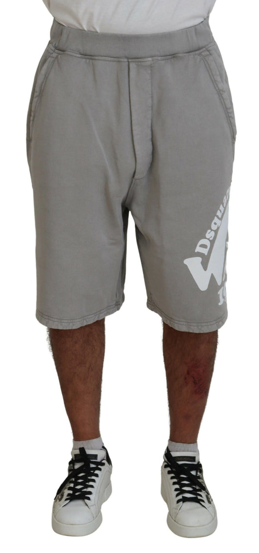Dsquared² Gray Printed Pull On Men Casual Bermuda Shorts