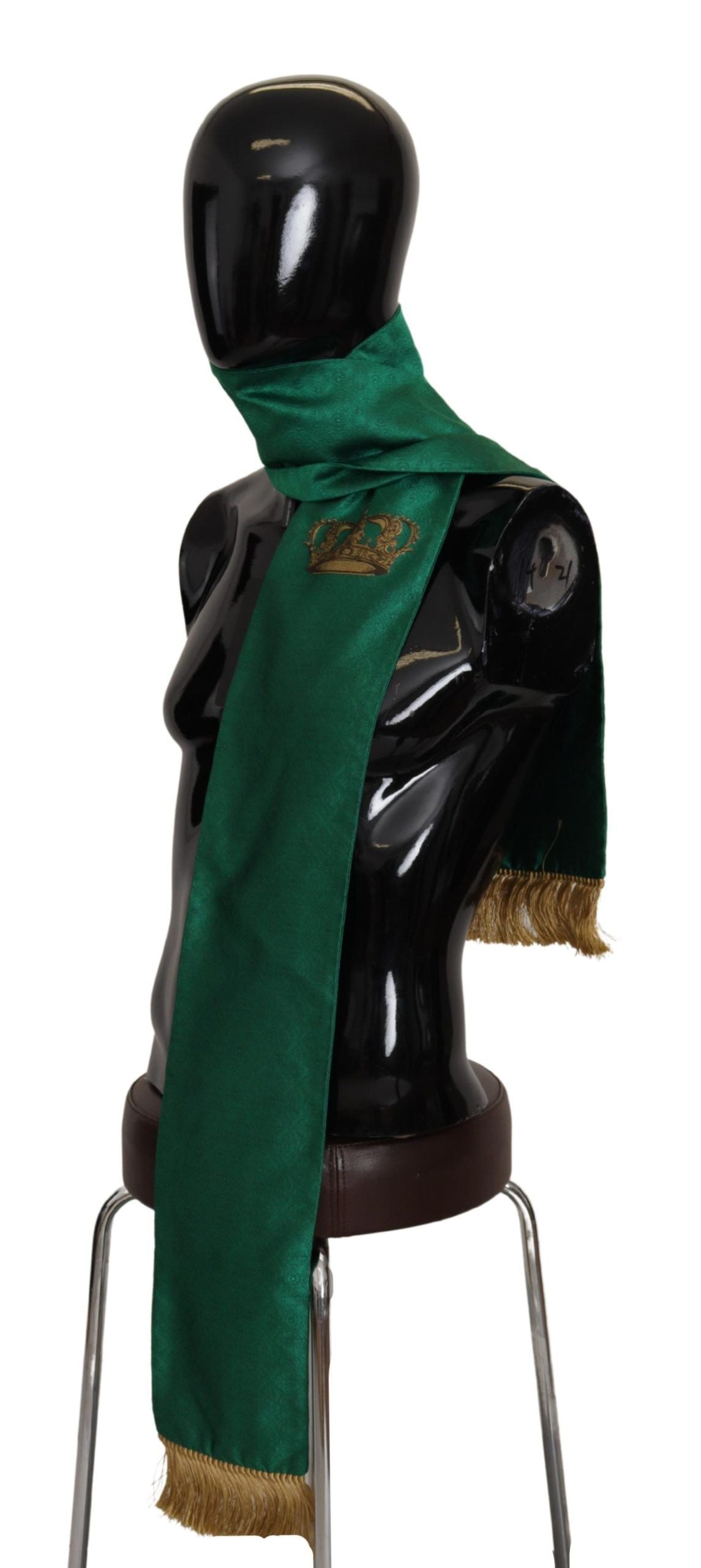 Dolce & Gabbana Green Crown Rama ricamato a scialle di miscela di miscela