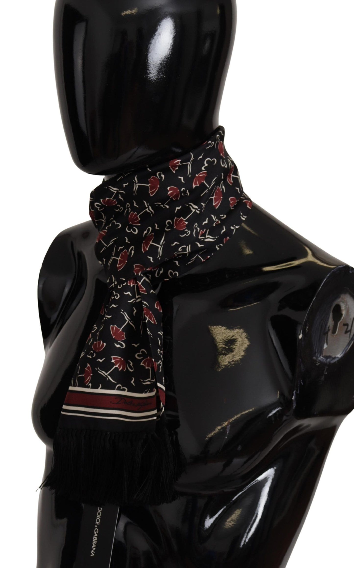 Dolce & Gabbana Elegant Silk Men's Scarf Wrap - Black and Red