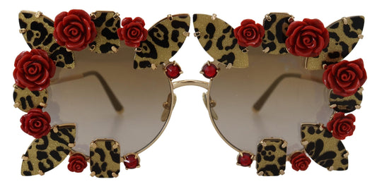 Dolce & Gabbana Gold Frame Roses abbelliti DG2207B occhiali da sole