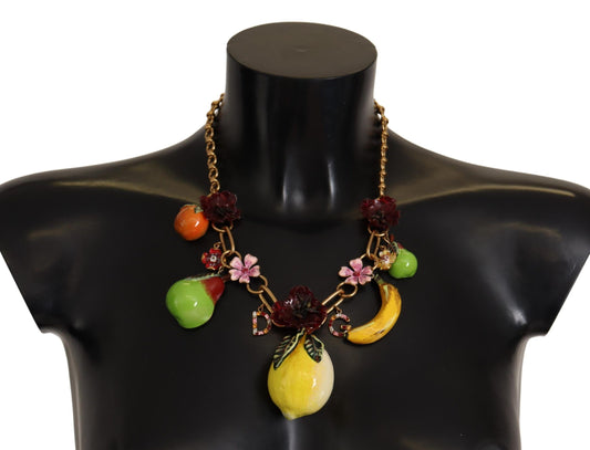 Dolce & Gabbana Gold Messing Sizilien Früchte Roses Statement Halskette