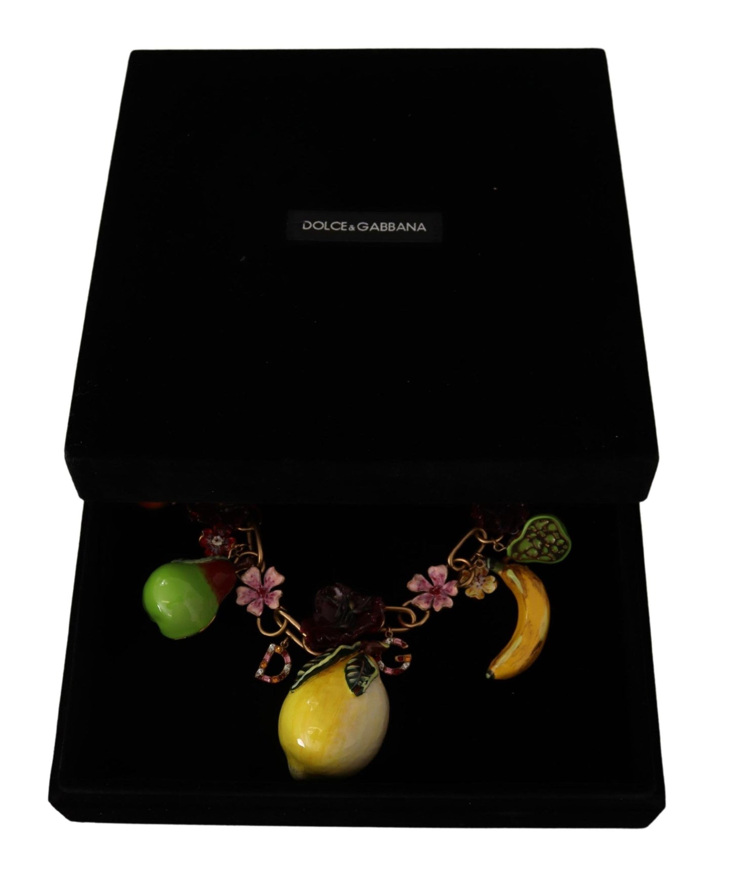 Dolce & Gabbana Gold Brass Sicile Fruits Roses Collier