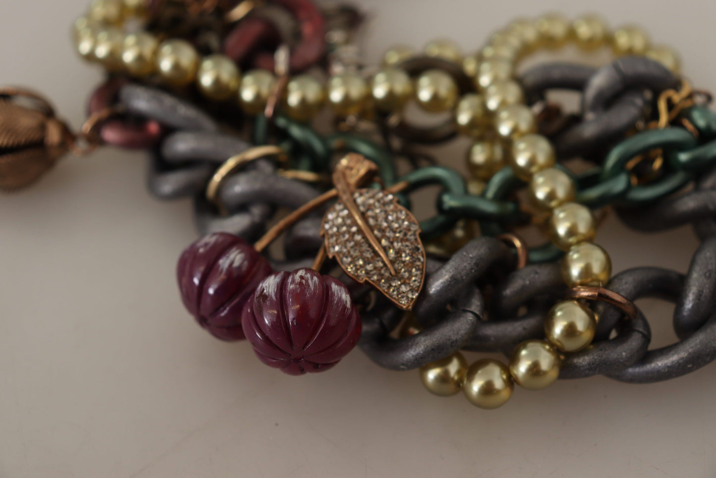 Dolce & Gabbana Gold Brass Sicily Floral Crystal Statement Collier