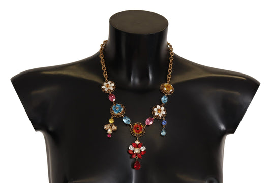 Dolce & Gabbana Gold Brass Floral Sicily Charms Statle Collier