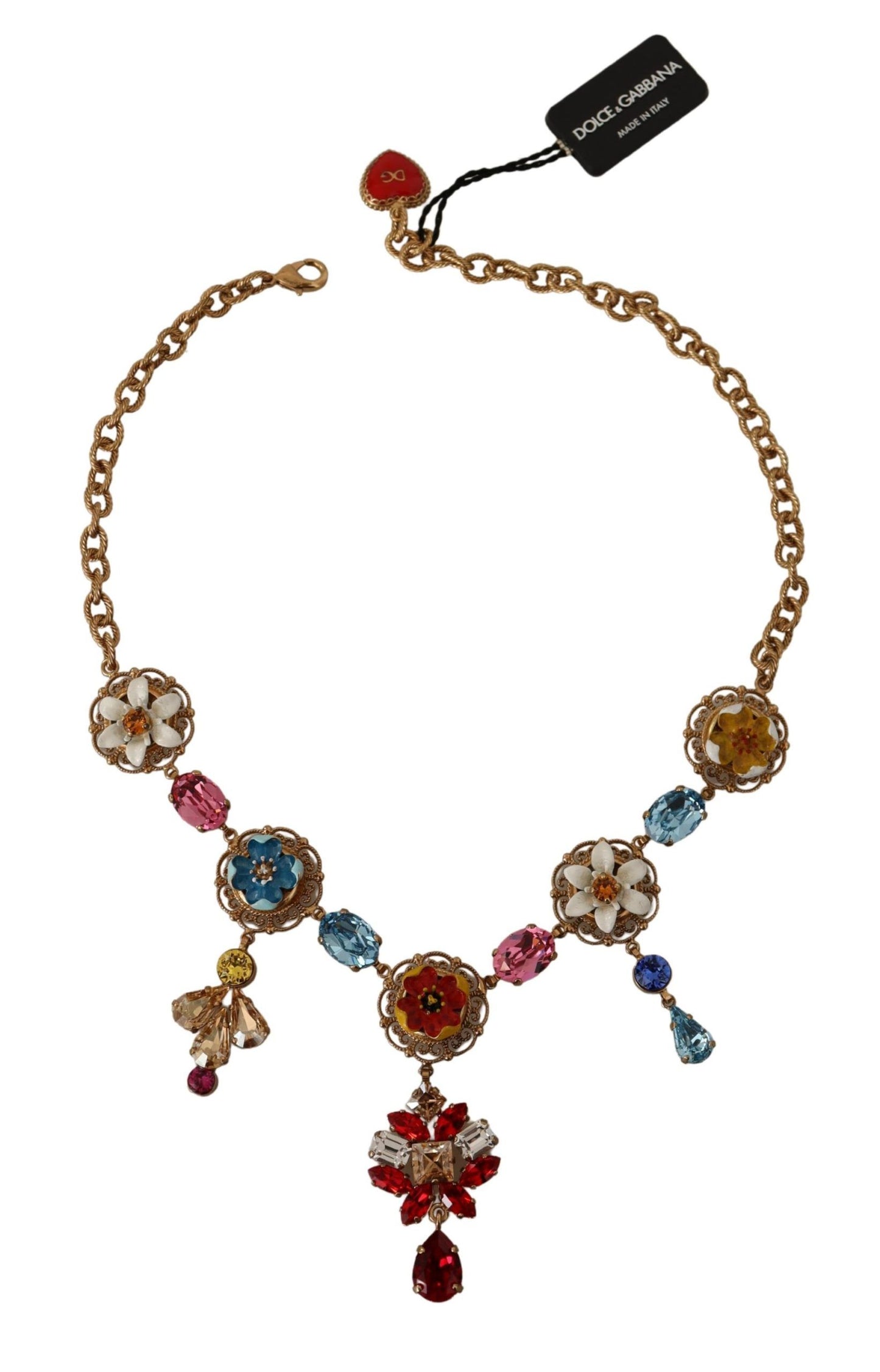 Dolce & Gabbana Gold Brass Floral Sicily Charms Statle Collier