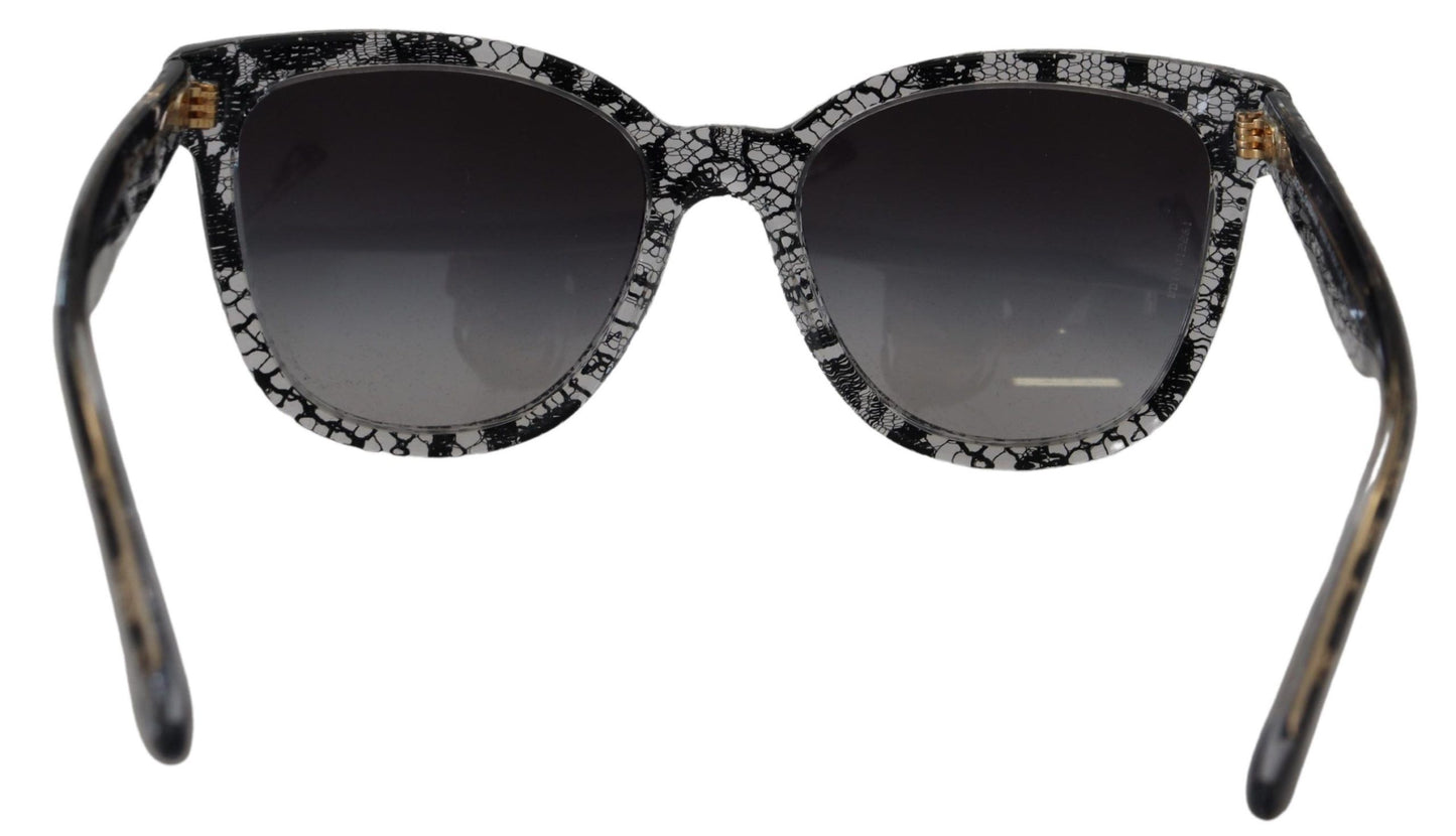 Dolce & Gabbana Black Lace White Acetate Frame sfumature DG4190 Occhiali da sole