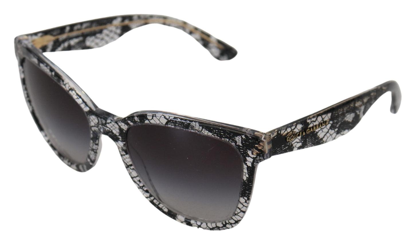 Dolce & Gabbana Black Lace White Acetate Frame sfumature DG4190 Occhiali da sole