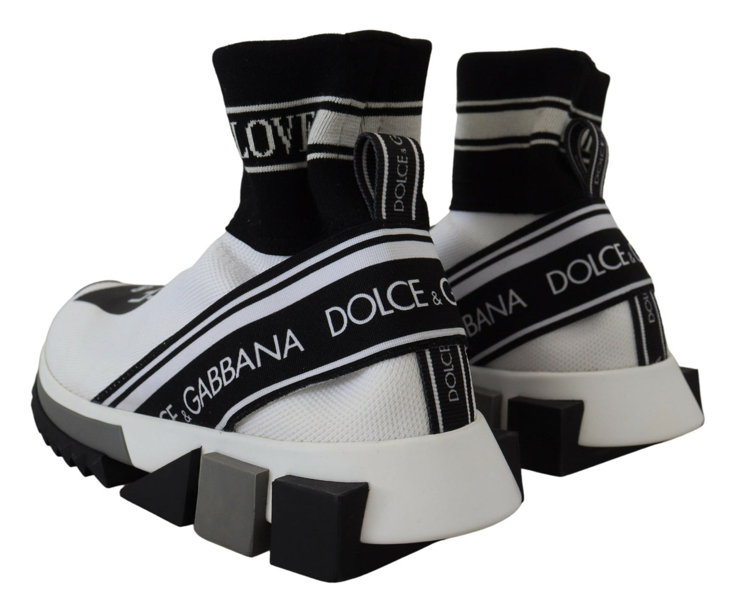 Dolce & Gabbana weiße schwarze Sorrent -Socken Sneakers Schuhe