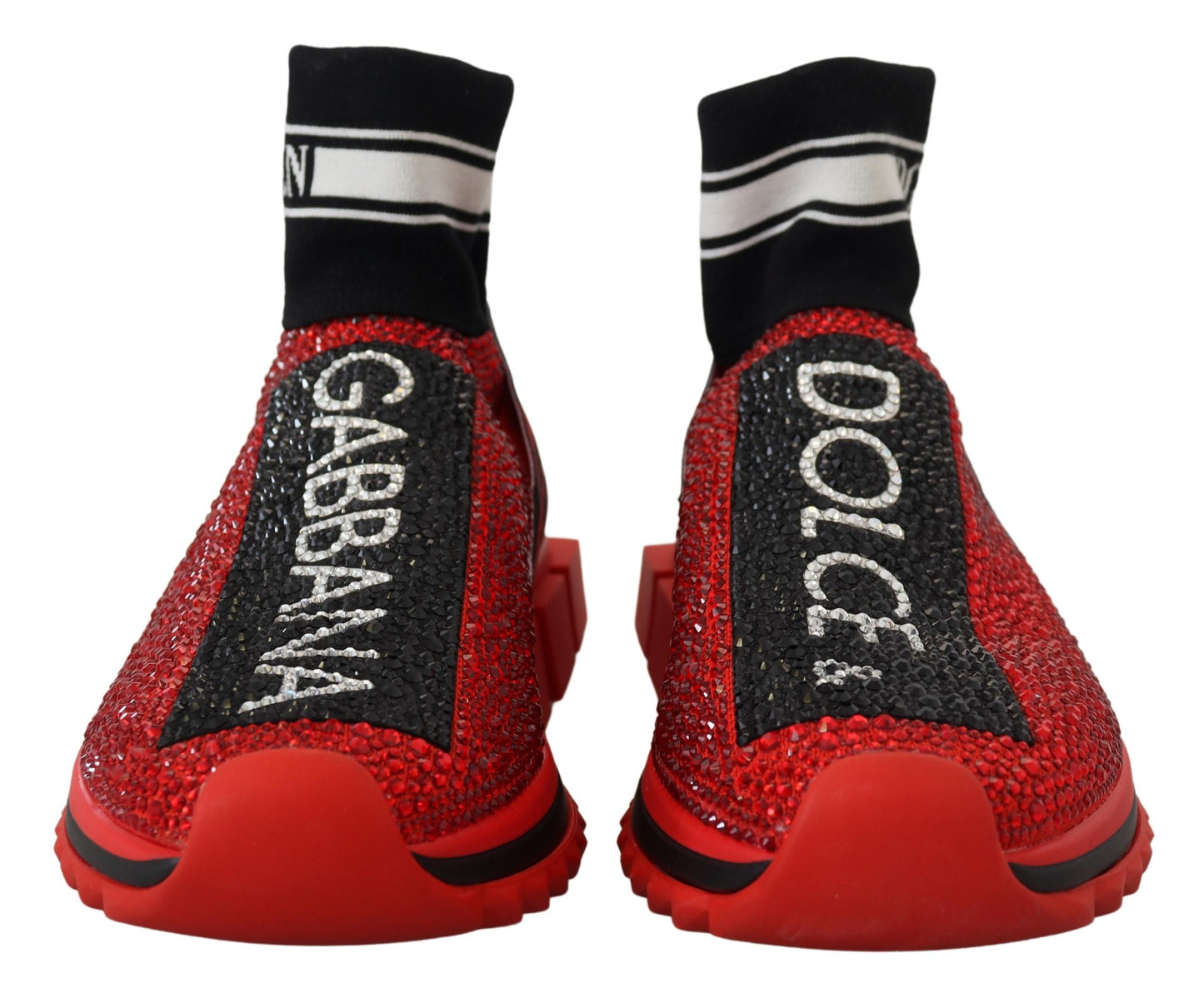 Dolce & Gabbana Red Bling Sorrento Sneakers Chaussettes