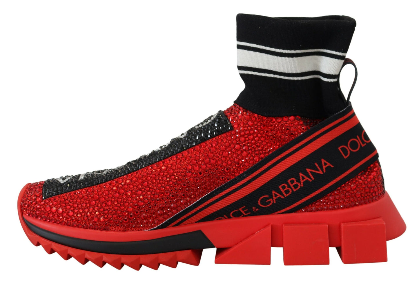 Dolce & Gabbana Red Bling Sorrento Sneakers Socken Schuhe