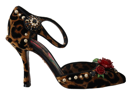 Dolce & Gabbana Brown Brown Léopard Print Talons chaussures