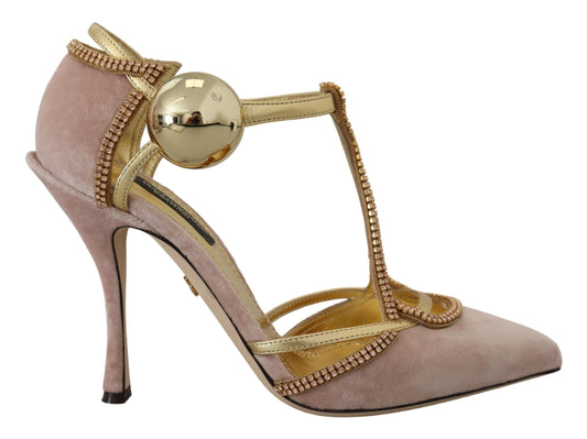 Dolce & Gabbana Pink Crystal T-STrap talons Pumps Chaussures