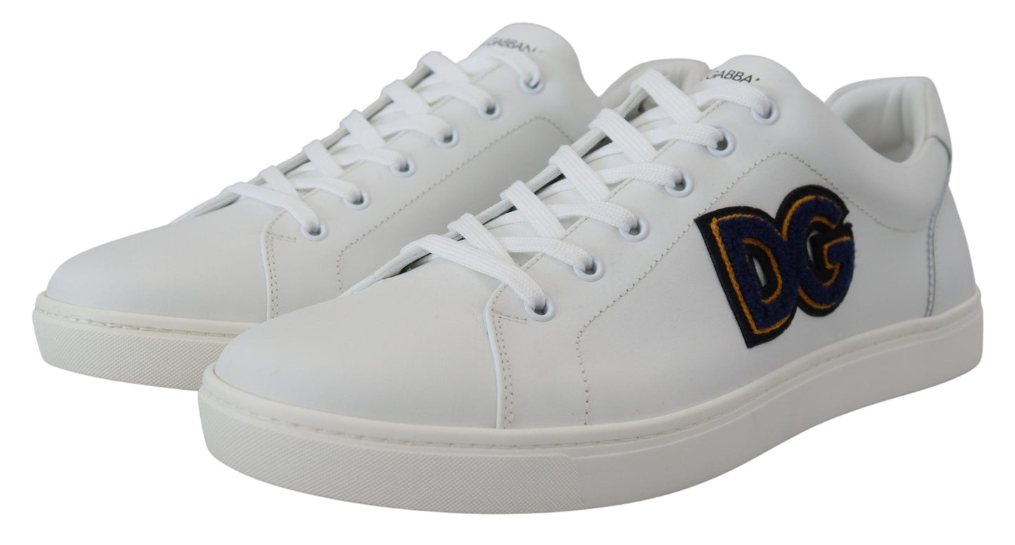 Dolce & Gabbana White Leder DG Logo Freizeit -Turnschuhe Schuhe
