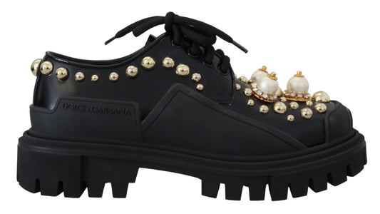 Dolce & Gabbana en cuir noir trekking derby chaussures embellies