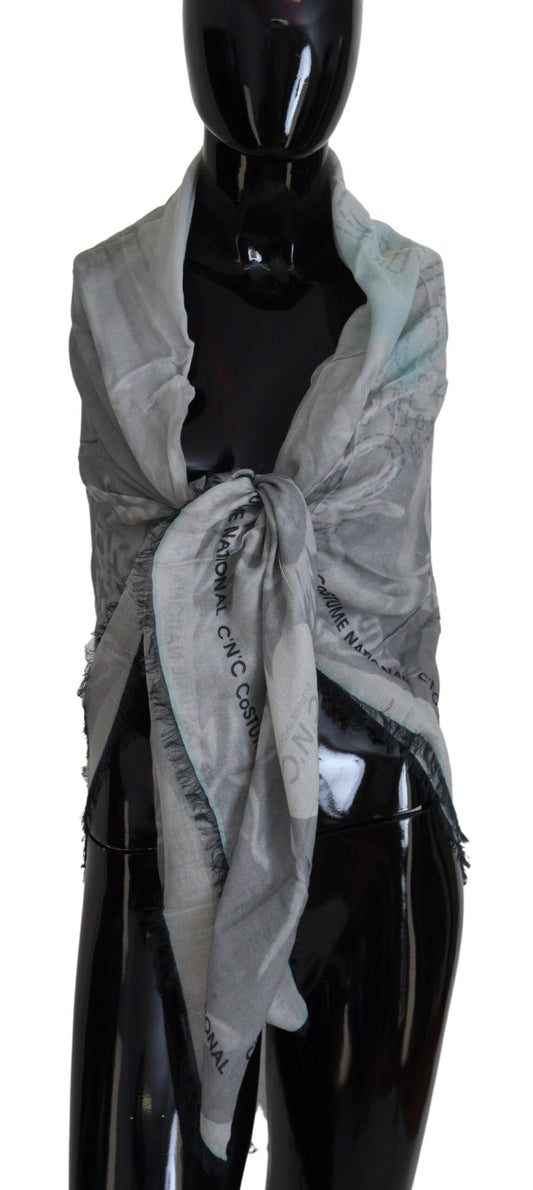 Costume National Grey Stampa di scialle di sciarpa Frofes Foulard
