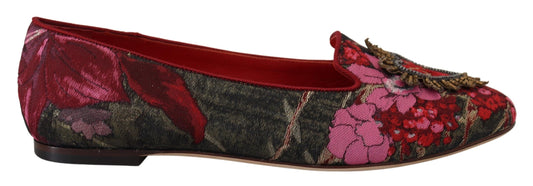 Dolce & Gabbana Multicolore Jacquard Sacred Heart Patch Slip on Shoes