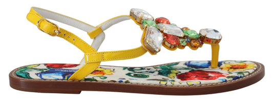 Dolce & Gabbana Multicolor Majolica Kristallsandalen Flip Flop Schuhe
