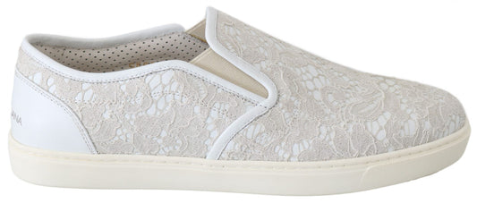 Dolce & Gabbana in pelle bianca Slip su scarpe da mocassini