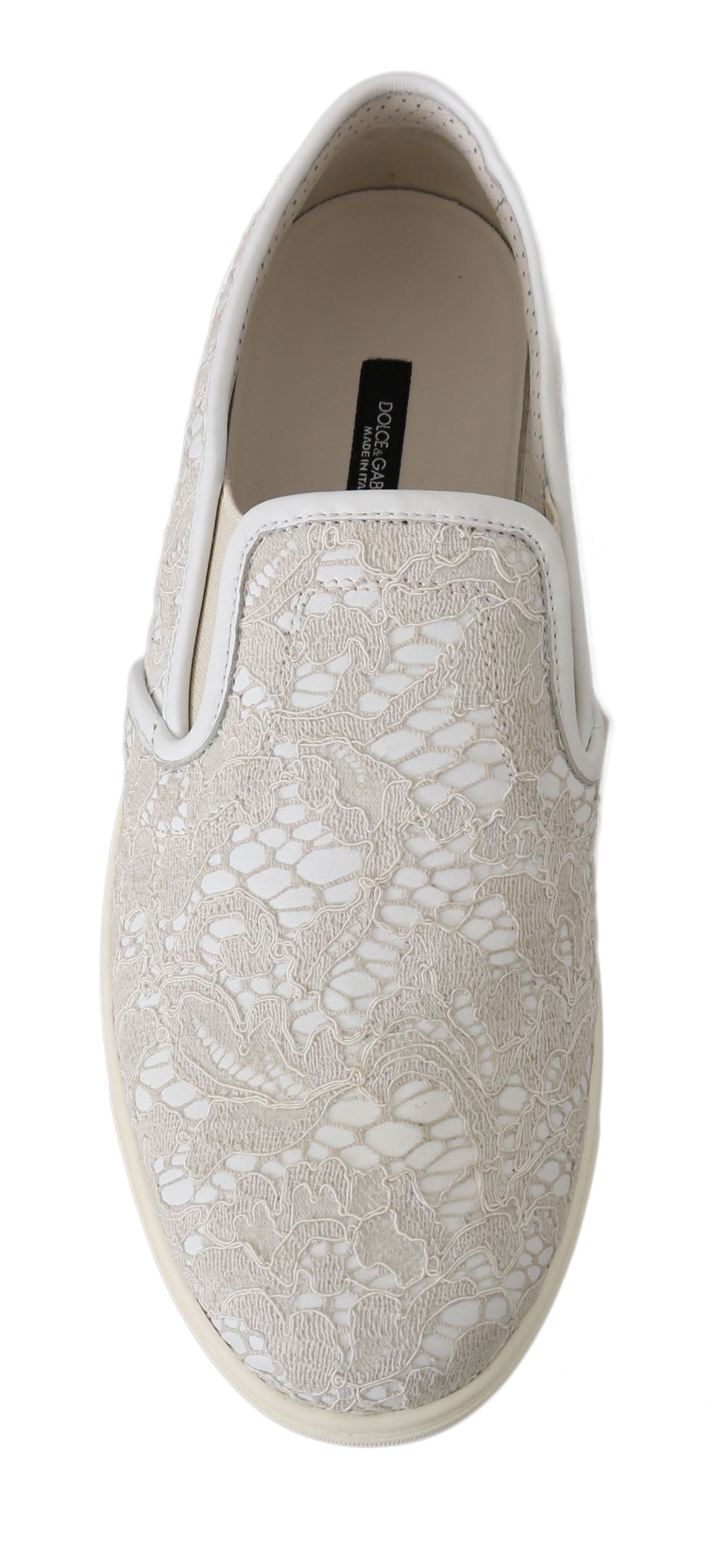 Dolce & Gabbana weißer Lederspitzenspitze auf Ladungsschuhen