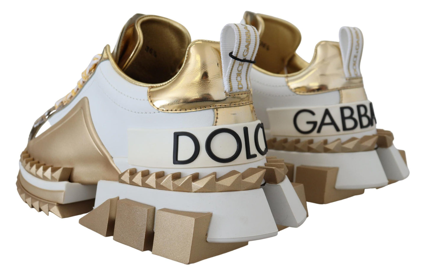 Dolce & Gabbana Chaussures en cuir Super Queen White et Gold