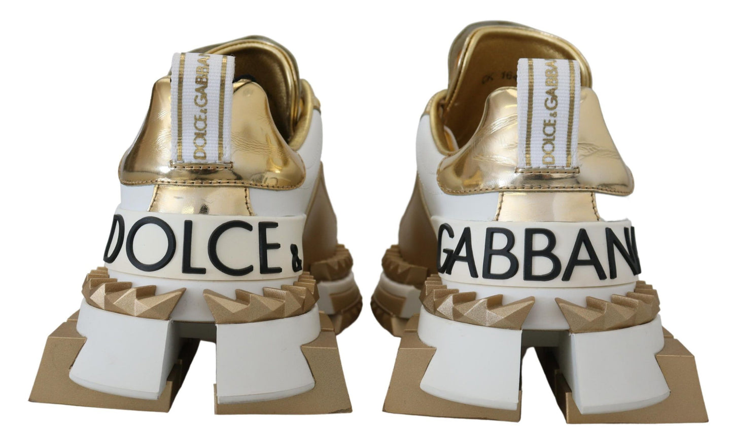 Dolce & Gabbana Weiß und Gold Super Queen Lederschuhe