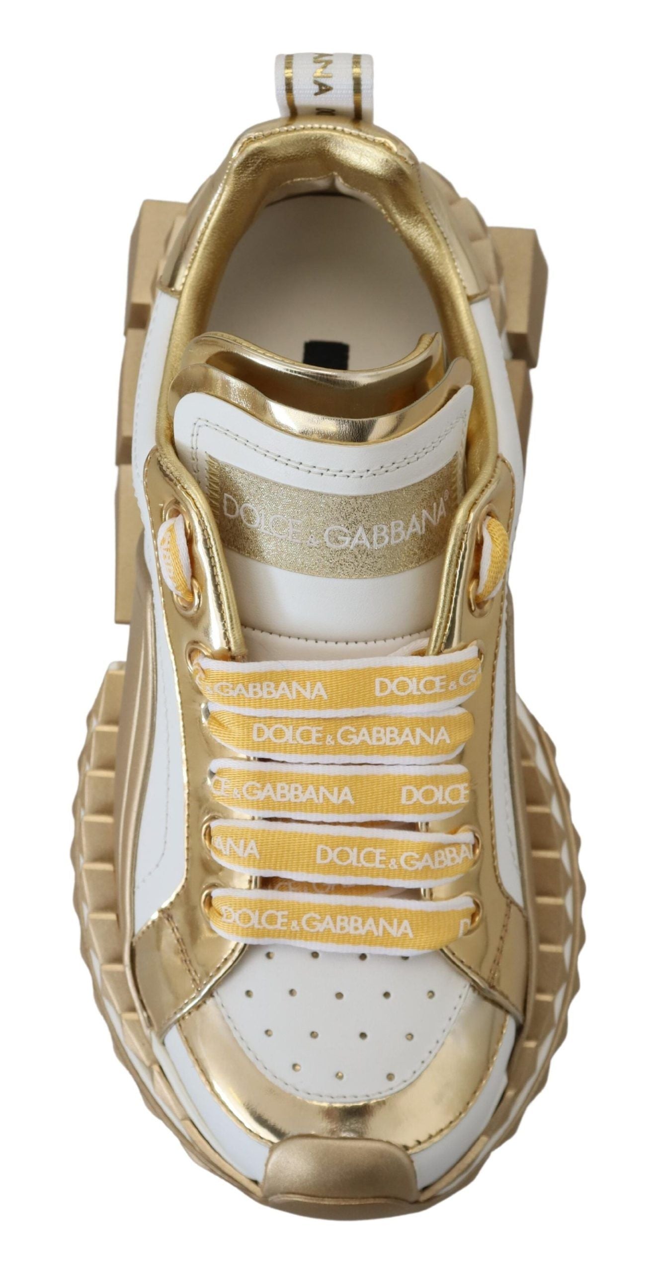 Dolce & Gabbana Weiß und Gold Super Queen Lederschuhe