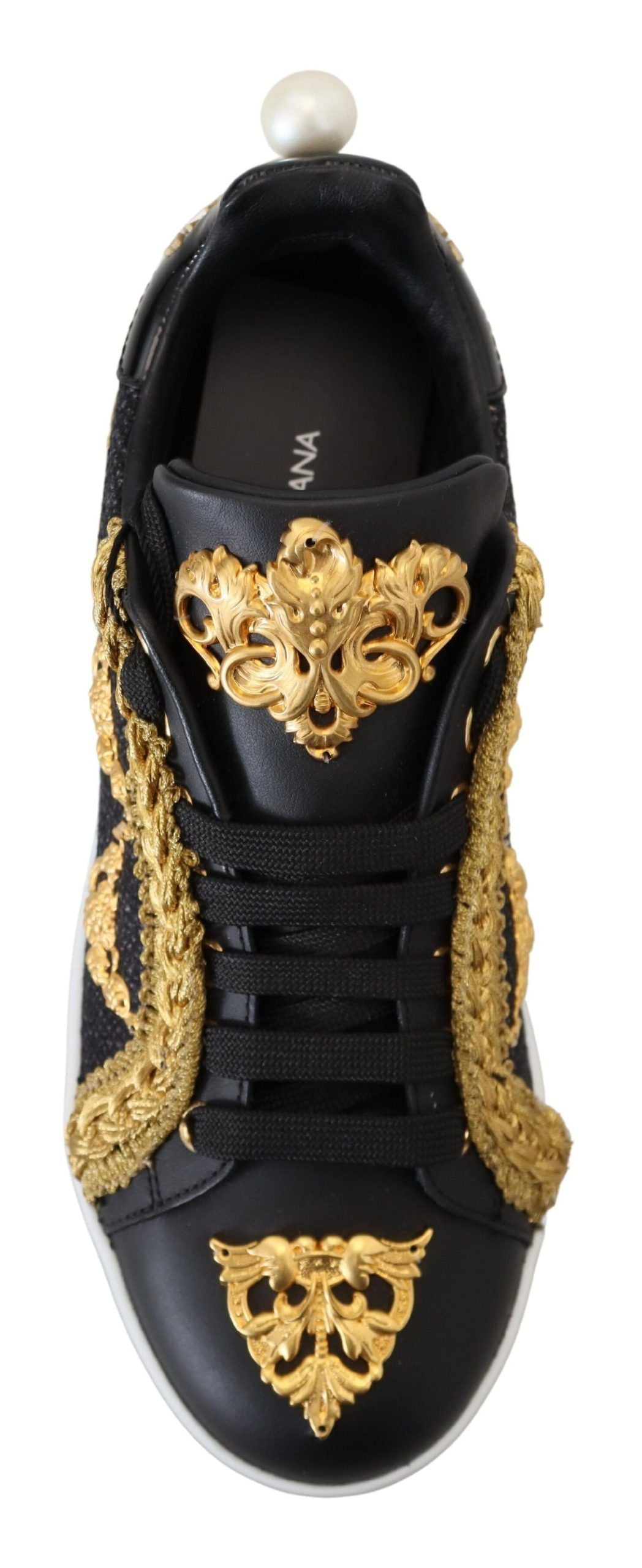 Dolce & Gabbana Elegant Portofino Leather Sneakers in Black