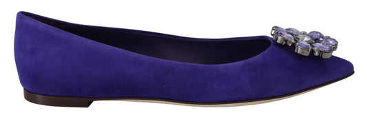 Dolce & Gabbana Purpur Wildlederkristalle Sleafers Flats Schuhe