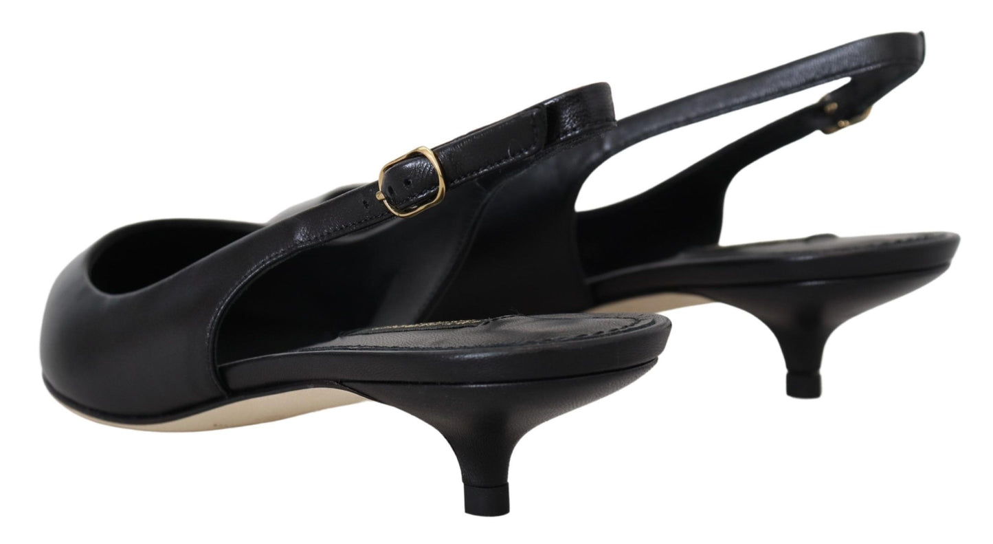 Dolce & Gabbana Schwarze Leder -Slingbacks Pumps Schuhe pumpen Schuhe