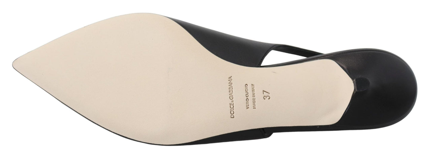 Dolce & Gabbana en cuir noir Slingbacks talons pompes chaussures