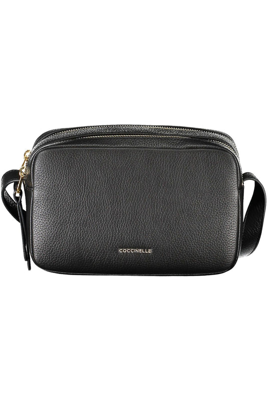 Coccinelle Elegant Black Leather Shoulder Bag with Logo
