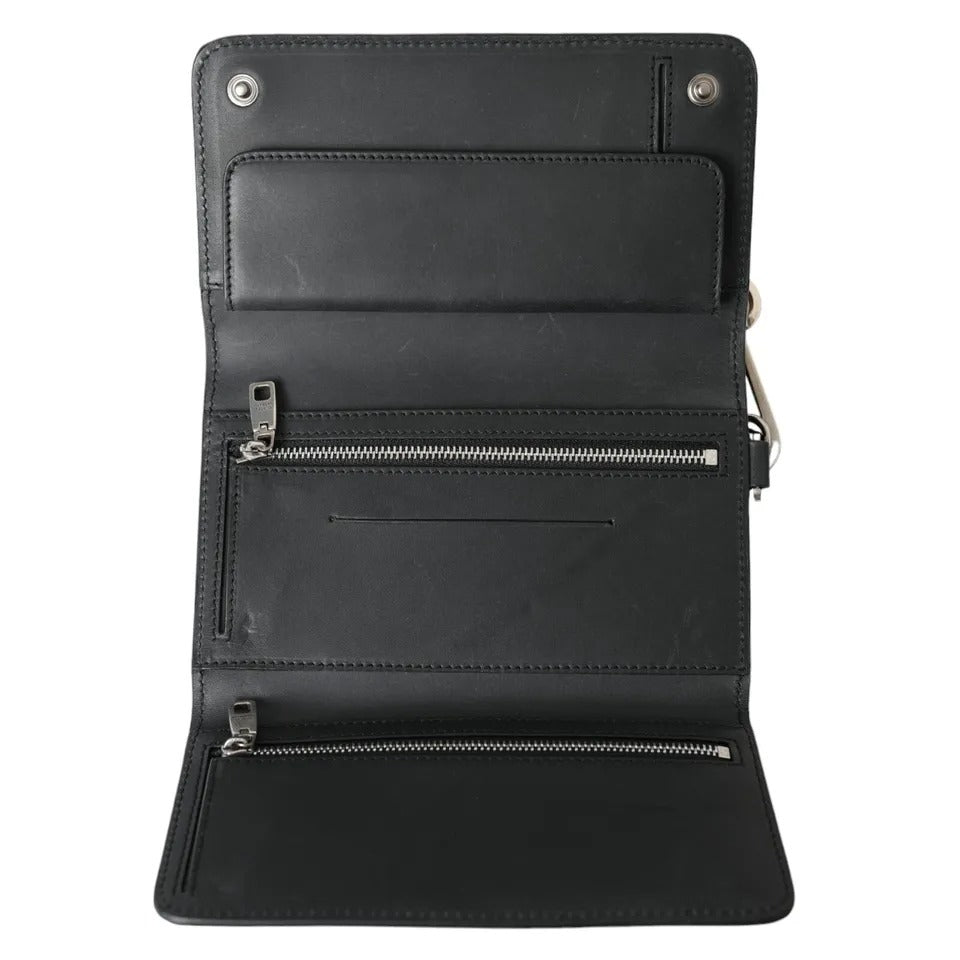 Dolce & Gabbana Black Leather Logo Embossed Men Mini Shoulder Bag