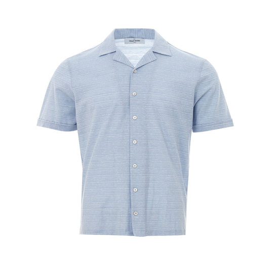 Gran Sasso Elegant Light Blue Linen-Cotton Blend Shirt