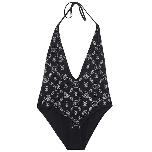 Philipp Plein Sleek Black Polyamide Swimsuit