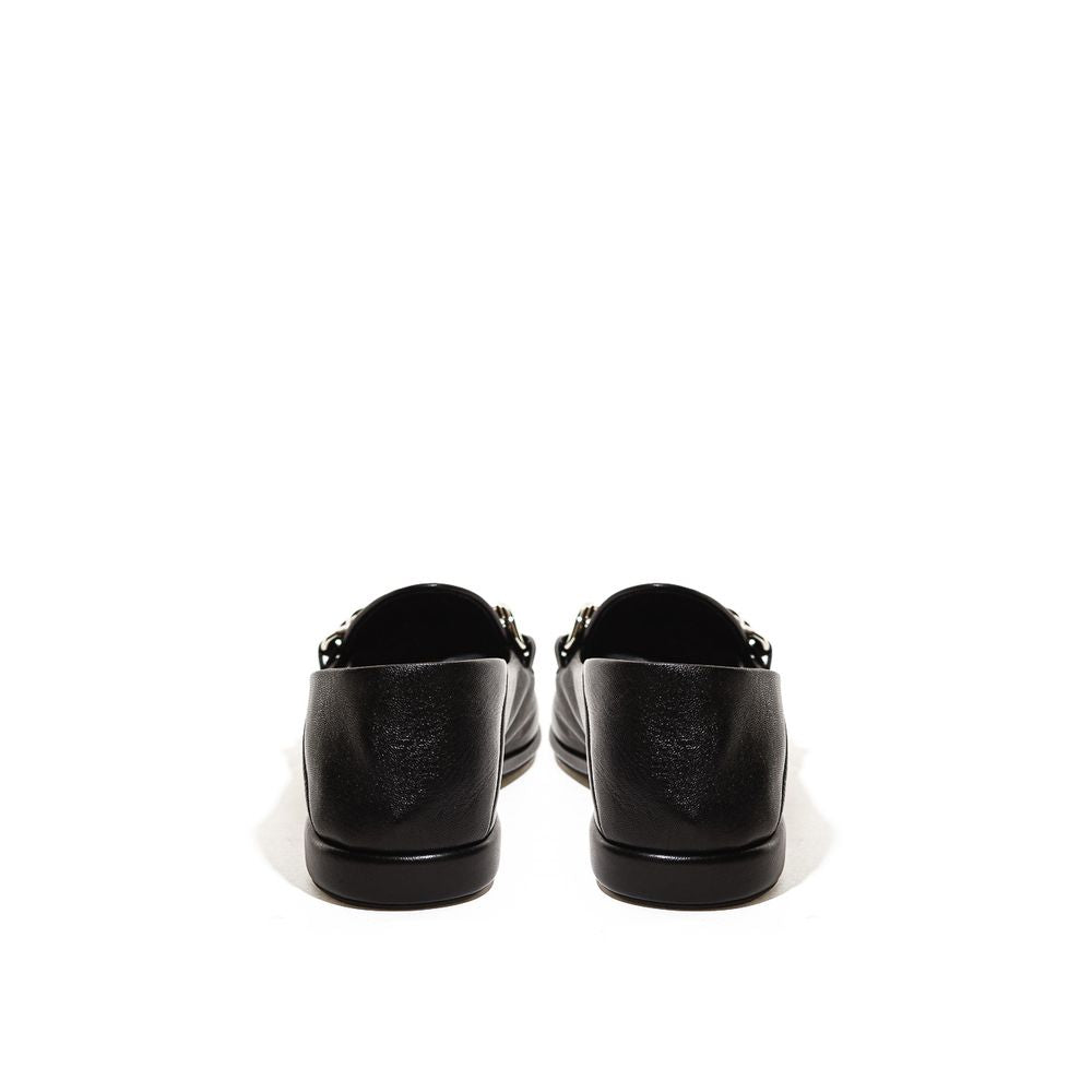 Miu Miu Black Leather Flat Shoe