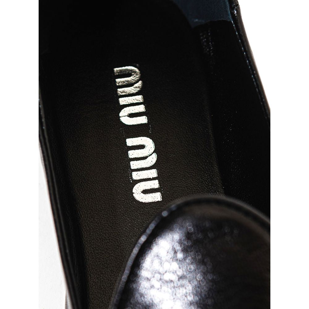 Miu Miu Black Leather Flat Shoe