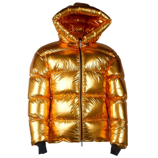 Centogrammi Exquisite Golden Puffer Jacket with Hood