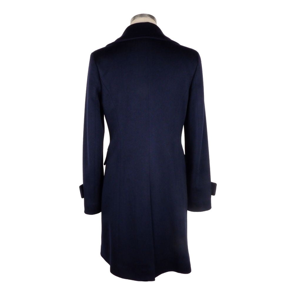Made in Italy Elegant Blue Virgin Wool Ladies Coat