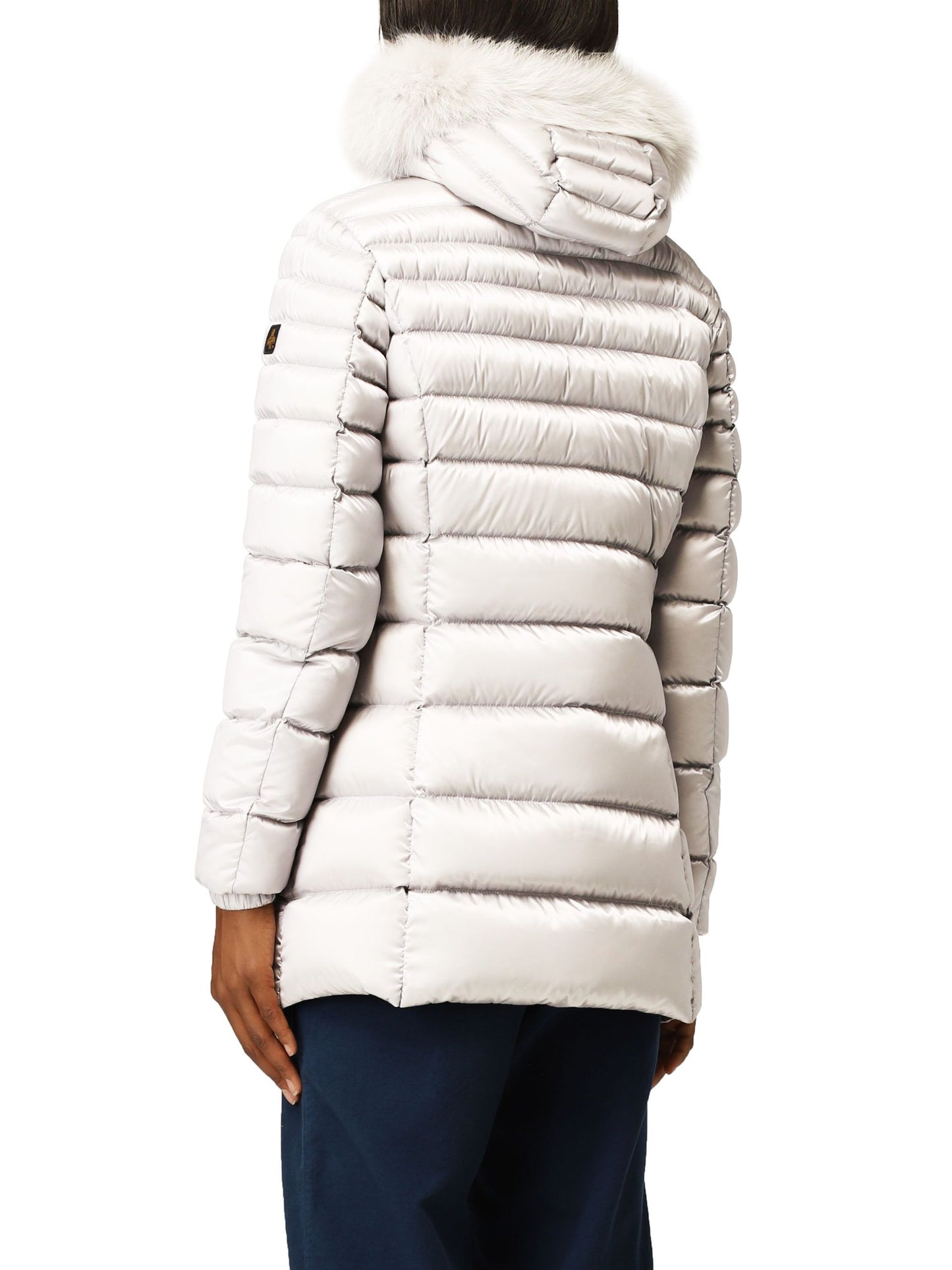 Refrigiwear Chic White Padded Down Jacket with Fur Hood