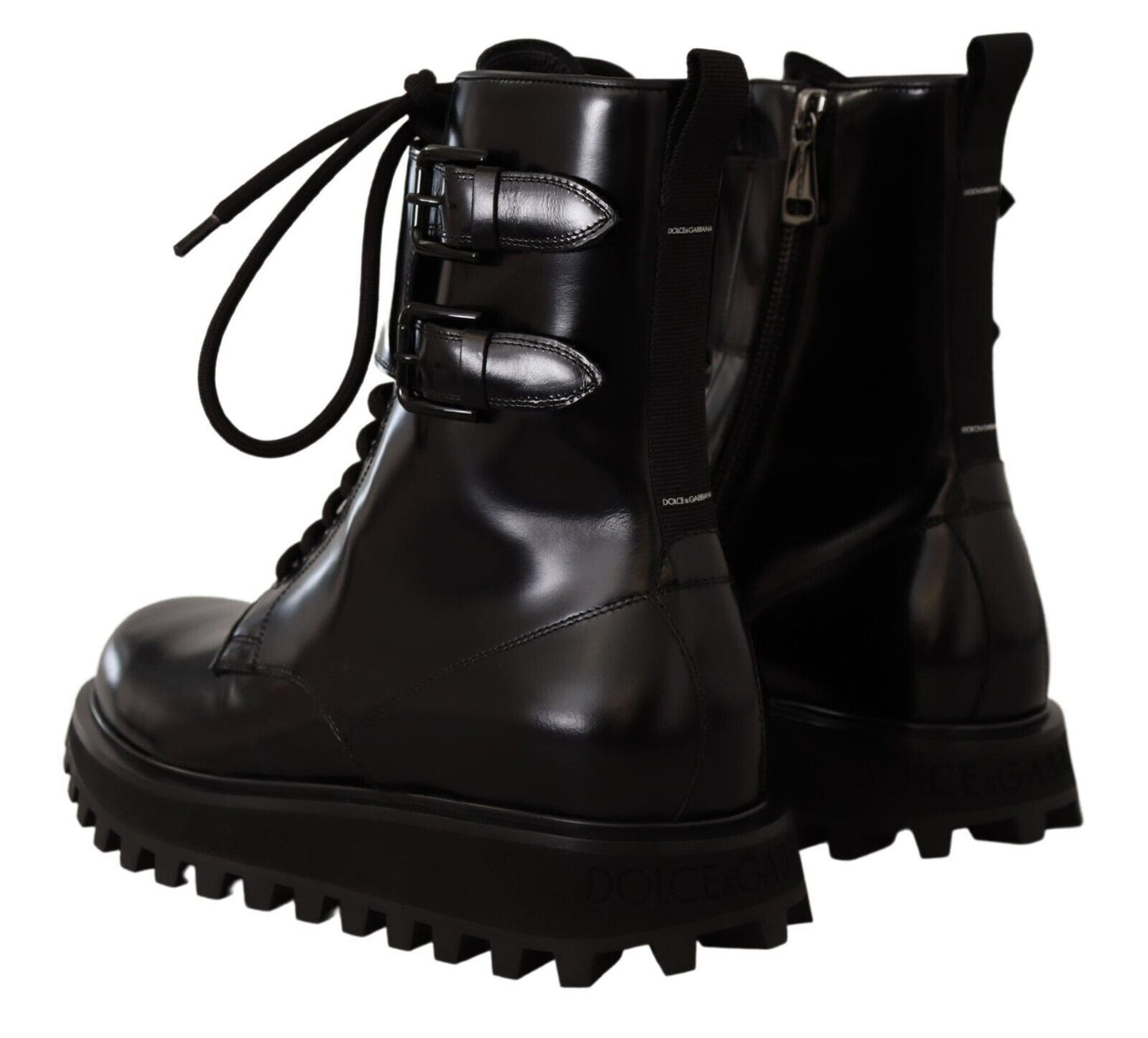 Dolce & Gabbana en cuir noir de combat en lacet up bottes pour hommes chaussures