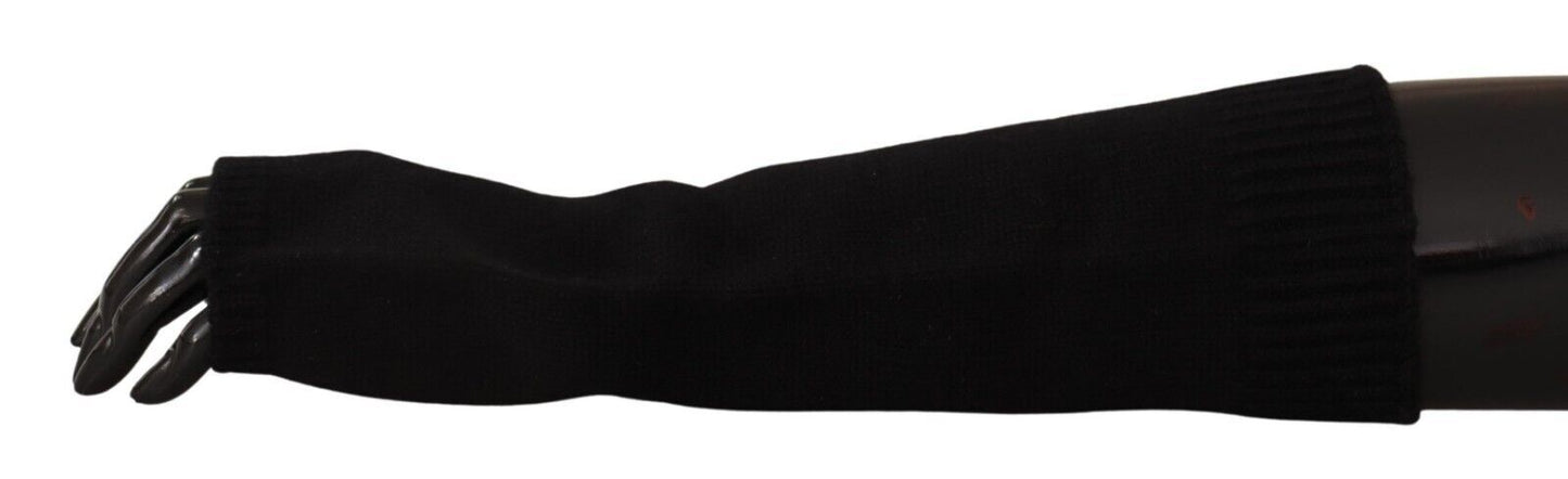 Dolce & Gabbana Schwarz gestrickte fingerlose Ellbogenlänge Handschuhe