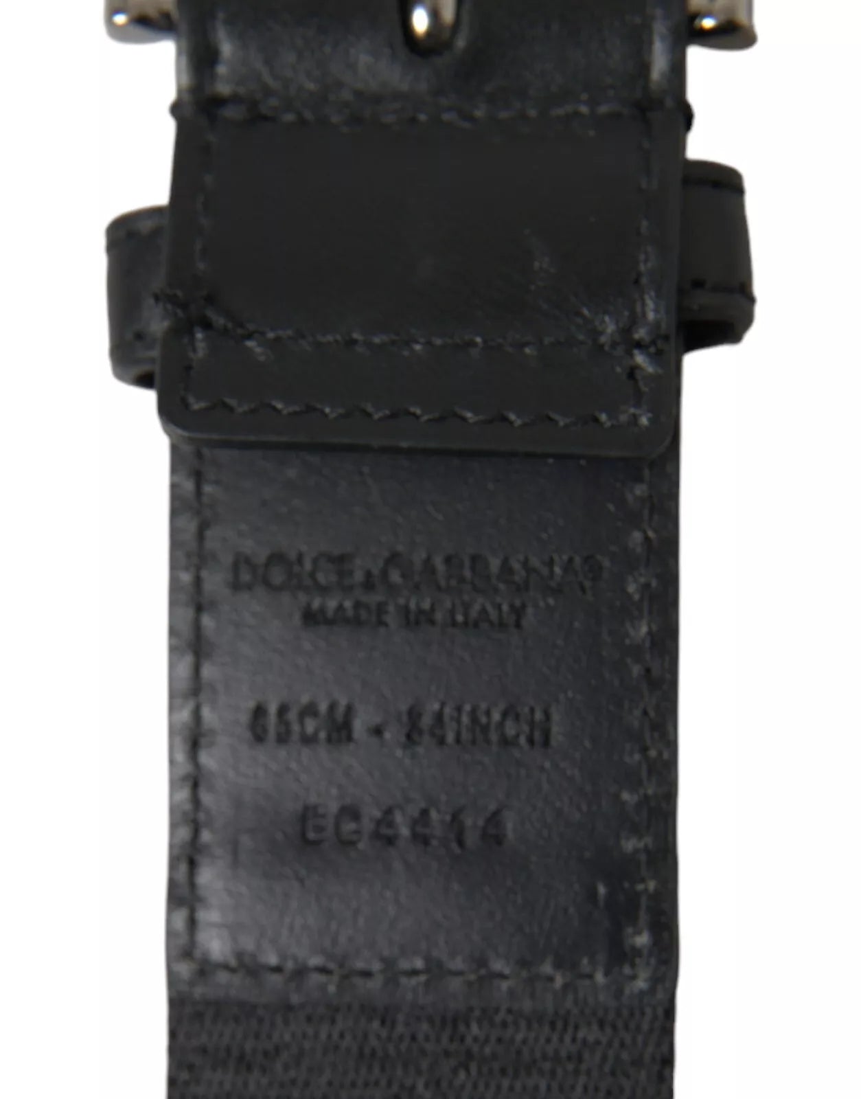 Dolce & Gabbana Black Blue Logo Silver Metal Buckle Belt
